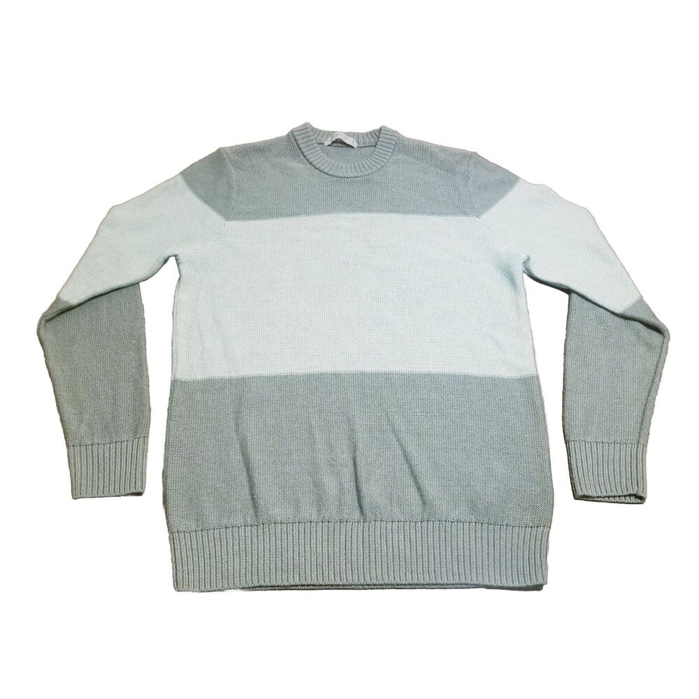 Icebreaker Sweater Men Size Large Waypoint Crewe Gray Green Sage 100% Wool Knit